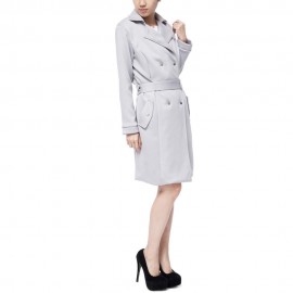 CHIC TURN DOWN COLLAR LONG SLEEVE DOUBLE-BREASTED LACE-UP WOMEN'S TRENCH COAT