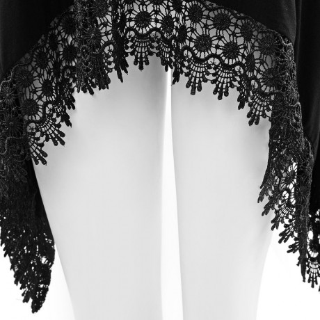 FASHIONABLE ROUND NECK SHORT SLEEVE LACE STITCHING DOVETAIL HEM LOOSE FITTING WOMEN'S BLOU