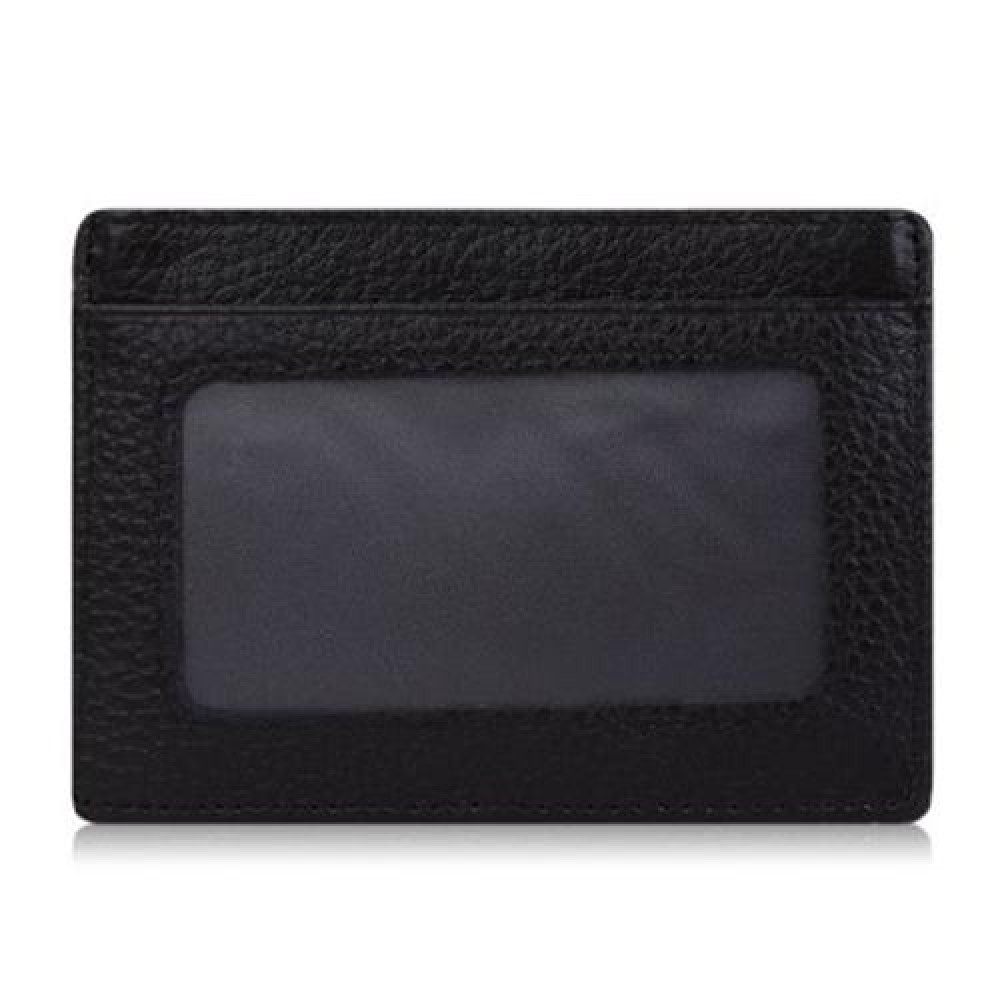 LICHEE PATTERN SOLID COLOR OPEN LEATHER HORIZONTAL MAGNET CARD WALLET FOR MEN (COFFEE)