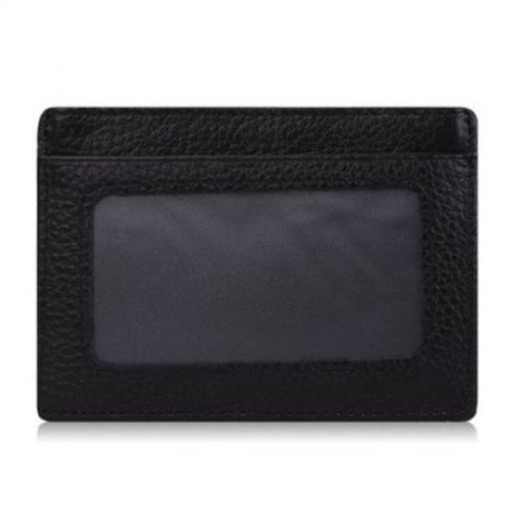 LICHEE PATTERN SOLID COLOR OPEN LEATHER HORIZONTAL MAGNET CARD WALLET FOR MEN (COFFEE)