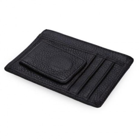 LICHEE PATTERN SOLID COLOR OPEN LEATHER HORIZONTAL MAGNET CARD WALLET FOR MEN (COFFEE)