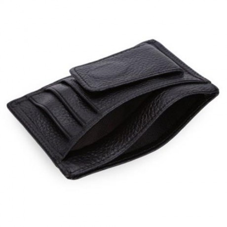 LICHEE PATTERN SOLID COLOR OPEN LEATHER HORIZONTAL MAGNET CARD WALLET FOR MEN (COFFEE)