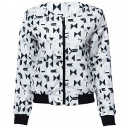 CASUAL ROUND COLLAR LONG SLEEVE PRINTING ZIPPER DESIGN WOMEN'S BASEBALL JACKET