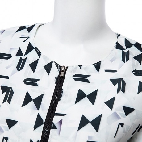 CASUAL ROUND COLLAR LONG SLEEVE PRINTING ZIPPER DESIGN WOMEN'S BASEBALL JACKET