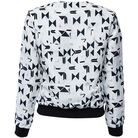 CASUAL ROUND COLLAR LONG SLEEVE PRINTING ZIPPER DESIGN WOMEN'S BASEBALL JACKET