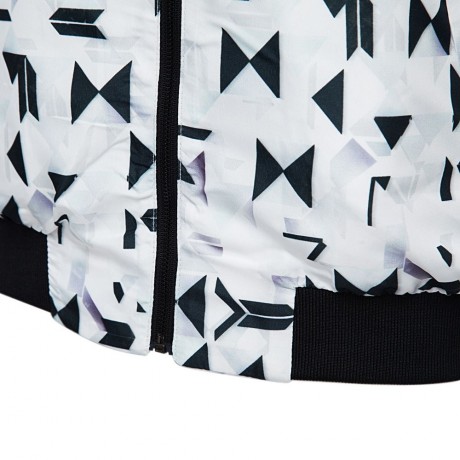 CASUAL ROUND COLLAR LONG SLEEVE PRINTING ZIPPER DESIGN WOMEN'S BASEBALL JACKET