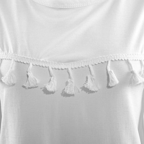 STYLISH ROUND NECK LONG SLEEVE TASSELS SHOULDER DESIGN WOMEN'S CHIFFON SHIRT