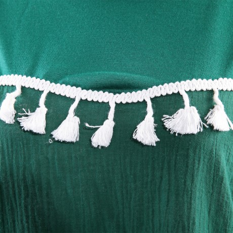 STYLISH ROUND NECK LONG SLEEVE TASSELS SHOULDER DESIGN WOMEN'S CHIFFON SHIRT