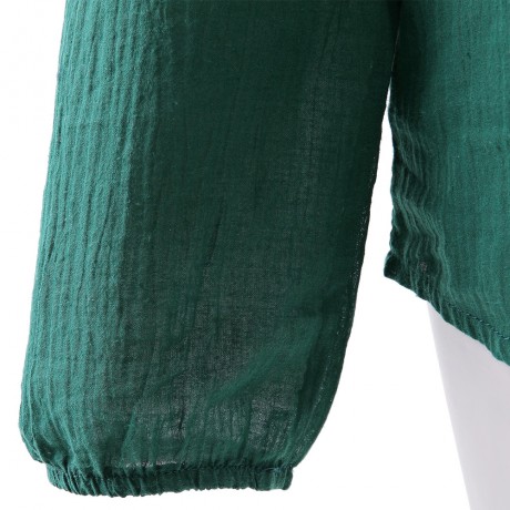 STYLISH ROUND NECK LONG SLEEVE TASSELS SHOULDER DESIGN WOMEN'S CHIFFON SHIRT