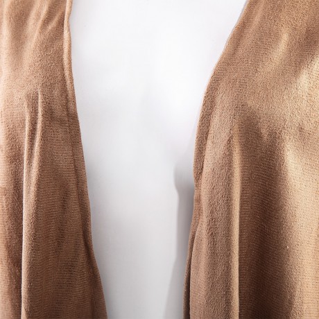 STYLISH COLLARLESS LONG SLEEVE FRINGED STITCHING DESIGN WOMEN'S COAT.