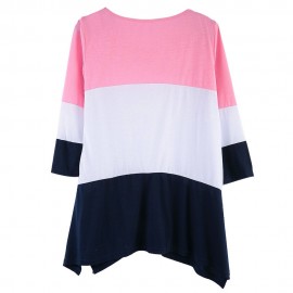 STYLISH ROUND NECK 3/4 SLEEVE LACE STITCHING DESIGN WOMEN'S T-SHIRT