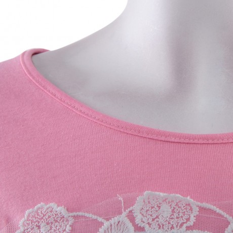STYLISH ROUND NECK 3/4 SLEEVE LACE STITCHING DESIGN WOMEN'S T-SHIRT