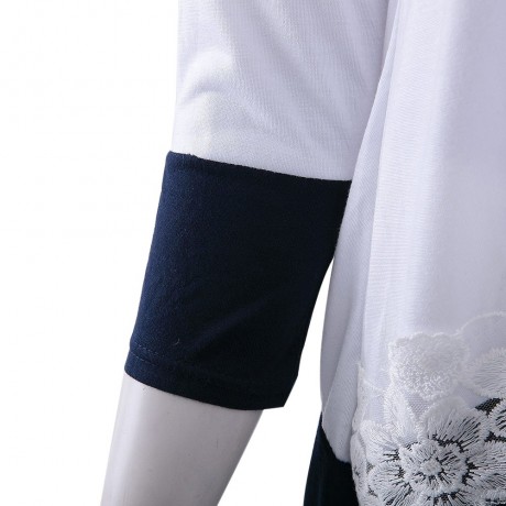 STYLISH ROUND NECK 3/4 SLEEVE LACE STITCHING DESIGN WOMEN'S T-SHIRT