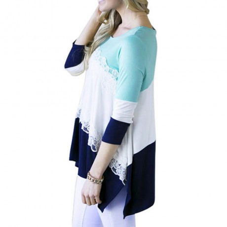 STYLISH ROUND NECK 3/4 SLEEVE LACE STITCHING DESIGN WOMEN'S T-SHIRT