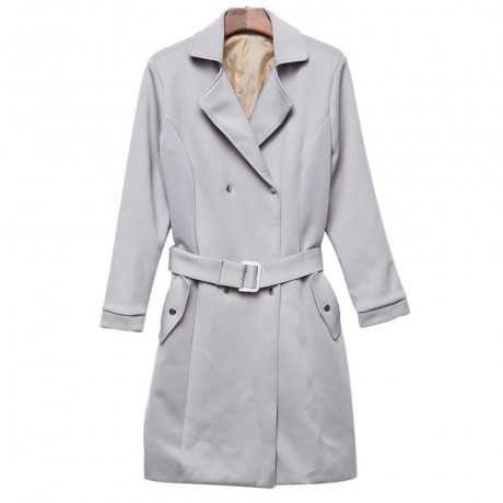 CHIC TURN DOWN COLLAR LONG SLEEVE DOUBLE-BREASTED LACE-UP WOMEN'S TRENCH COAT