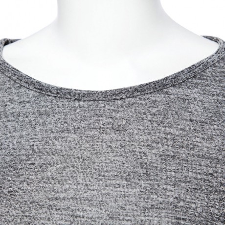 STYLISH ROUND COLLAR LONG SLEEVE HOLLOW OUT LACE STITCHING WOMEN'S T-SHIRT
