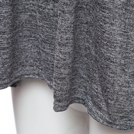STYLISH ROUND COLLAR LONG SLEEVE HOLLOW OUT LACE STITCHING WOMEN'S T-SHIRT