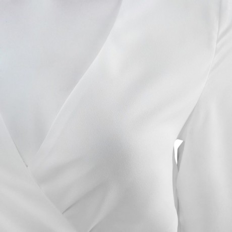 SEXY DEEP V NECK BELL SLEEVES ELASTIC WAIST SLIM WOMEN'S CHIFFON SHIRT
