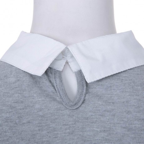 STYLISH SHIRT COLLAR LONG SLEEVE SPLICED COLOR BLOCK LOOSE-FITTING WOMEN'S BLOUSE