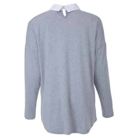 STYLISH SHIRT COLLAR LONG SLEEVE SPLICED COLOR BLOCK LOOSE-FITTING WOMEN'S BLOUSE