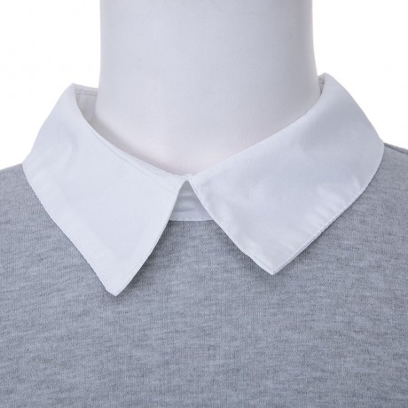 STYLISH SHIRT COLLAR LONG SLEEVE SPLICED COLOR BLOCK LOOSE-FITTING WOMEN'S BLOUSE