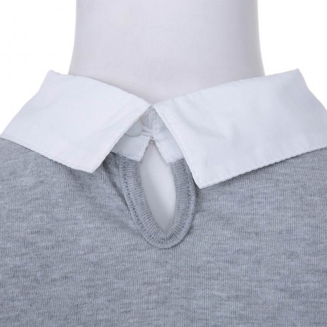 STYLISH SHIRT COLLAR LONG SLEEVE SPLICED COLOR BLOCK LOOSE-FITTING WOMEN'S BLOUSE