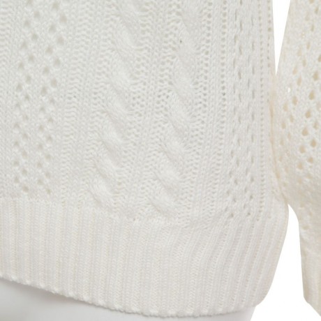 CHIC SLASH COLLAR LONG SLEEVE TWIST BRAID PURE COLOR WOMEN PULLOVER