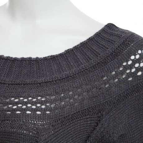CHIC SLASH COLLAR LONG SLEEVE TWIST BRAID PURE COLOR WOMEN PULLOVER