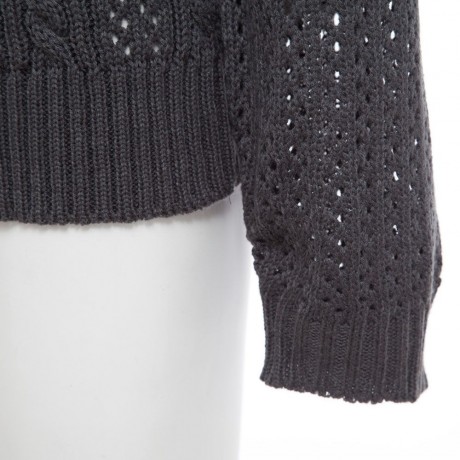 CHIC SLASH COLLAR LONG SLEEVE TWIST BRAID PURE COLOR WOMEN PULLOVER