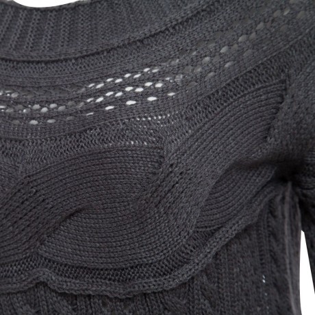 CHIC SLASH COLLAR LONG SLEEVE TWIST BRAID PURE COLOR WOMEN PULLOVER