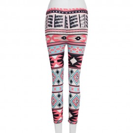 RETRO STYLE ELASTIC WAIST PRINTED SKINNY LEGGINGS FOR WOMEN