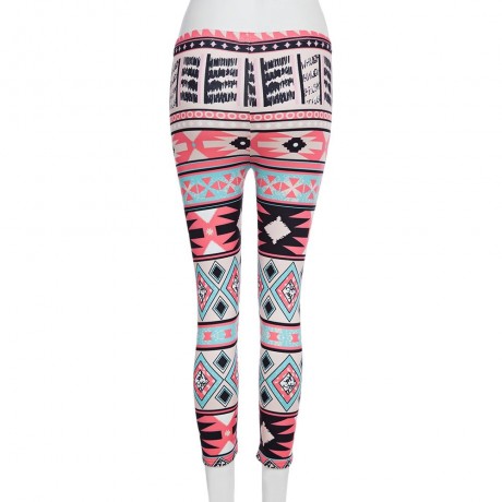 RETRO STYLE ELASTIC WAIST PRINTED SKINNY LEGGINGS FOR WOMEN