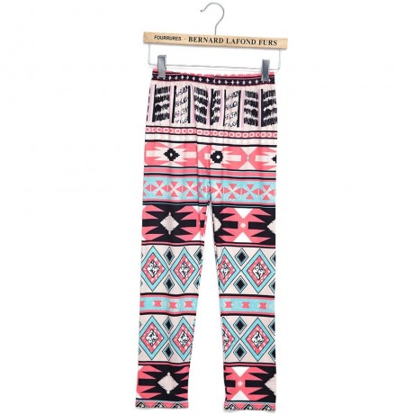 RETRO STYLE ELASTIC WAIST PRINTED SKINNY LEGGINGS FOR WOMEN