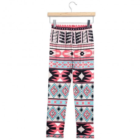 RETRO STYLE ELASTIC WAIST PRINTED SKINNY LEGGINGS FOR WOMEN