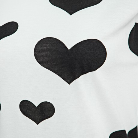 STYLISH SCOOP COLLAR LONG SLEEVE HEART PRINT ZIPPERED T-SHIRT FOR LADIES