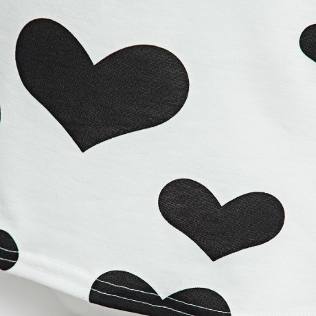 STYLISH SCOOP COLLAR LONG SLEEVE HEART PRINT ZIPPERED T-SHIRT FOR LADIES