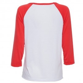CASUAL ROUND COLLAR LONG SLEEVE COLOR BLOCK SANTA CLAUS PRINT T-SHIRT FOR WOMEN