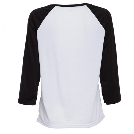 CASUAL ROUND COLLAR LONG SLEEVE COLOR BLOCK SANTA CLAUS PRINT T-SHIRT FOR WOMEN