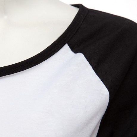 CASUAL ROUND COLLAR LONG SLEEVE COLOR BLOCK SANTA CLAUS PRINT T-SHIRT FOR WOMEN