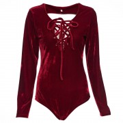 SEXY HALTER LACE UP PURE COLOR BACKLESS ROMPER FOR WOMEN