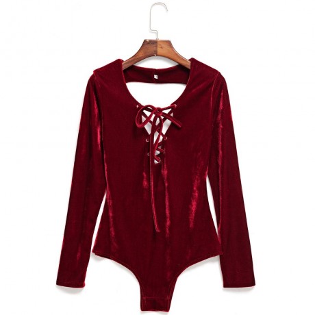 SEXY HALTER LACE UP PURE COLOR BACKLESS ROMPER FOR WOMEN