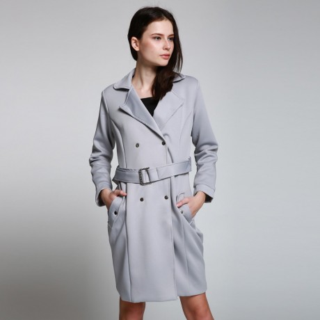 CHIC TURN DOWN COLLAR LONG SLEEVE DOUBLE-BREASTED LACE-UP WOMEN'S TRENCH COAT