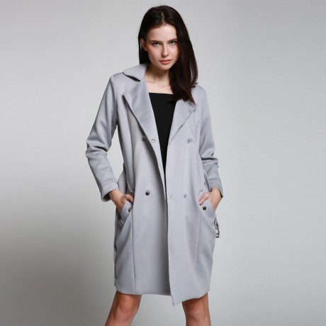 CHIC TURN DOWN COLLAR LONG SLEEVE DOUBLE-BREASTED LACE-UP WOMEN'S TRENCH COAT
