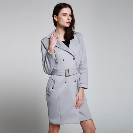 CHIC TURN DOWN COLLAR LONG SLEEVE DOUBLE-BREASTED LACE-UP WOMEN'S TRENCH COAT
