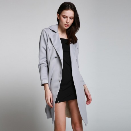CHIC TURN DOWN COLLAR LONG SLEEVE DOUBLE-BREASTED LACE-UP WOMEN'S TRENCH COAT