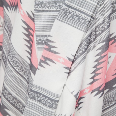 STYLISH COLLARLESS LONG SLEEVE TRIBAL PRINT ASYMMETRICAL CARDIGAN FOR LADIES