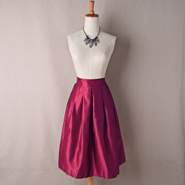 RETRO STYLE PURE COLOR A-LINE ELASTIC WAIST BALL GOWN SKIRT FOR WOMEN