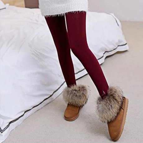 HIGH WAIST ELASTIC PURE COLOR BODYCON LEGGINGS WITH VELVET FOR WOMEN