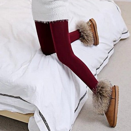 HIGH WAIST ELASTIC PURE COLOR BODYCON LEGGINGS WITH VELVET FOR WOMEN