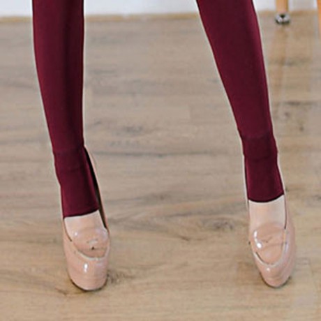 HIGH WAIST ELASTIC PURE COLOR BODYCON LEGGINGS WITH VELVET FOR WOMEN